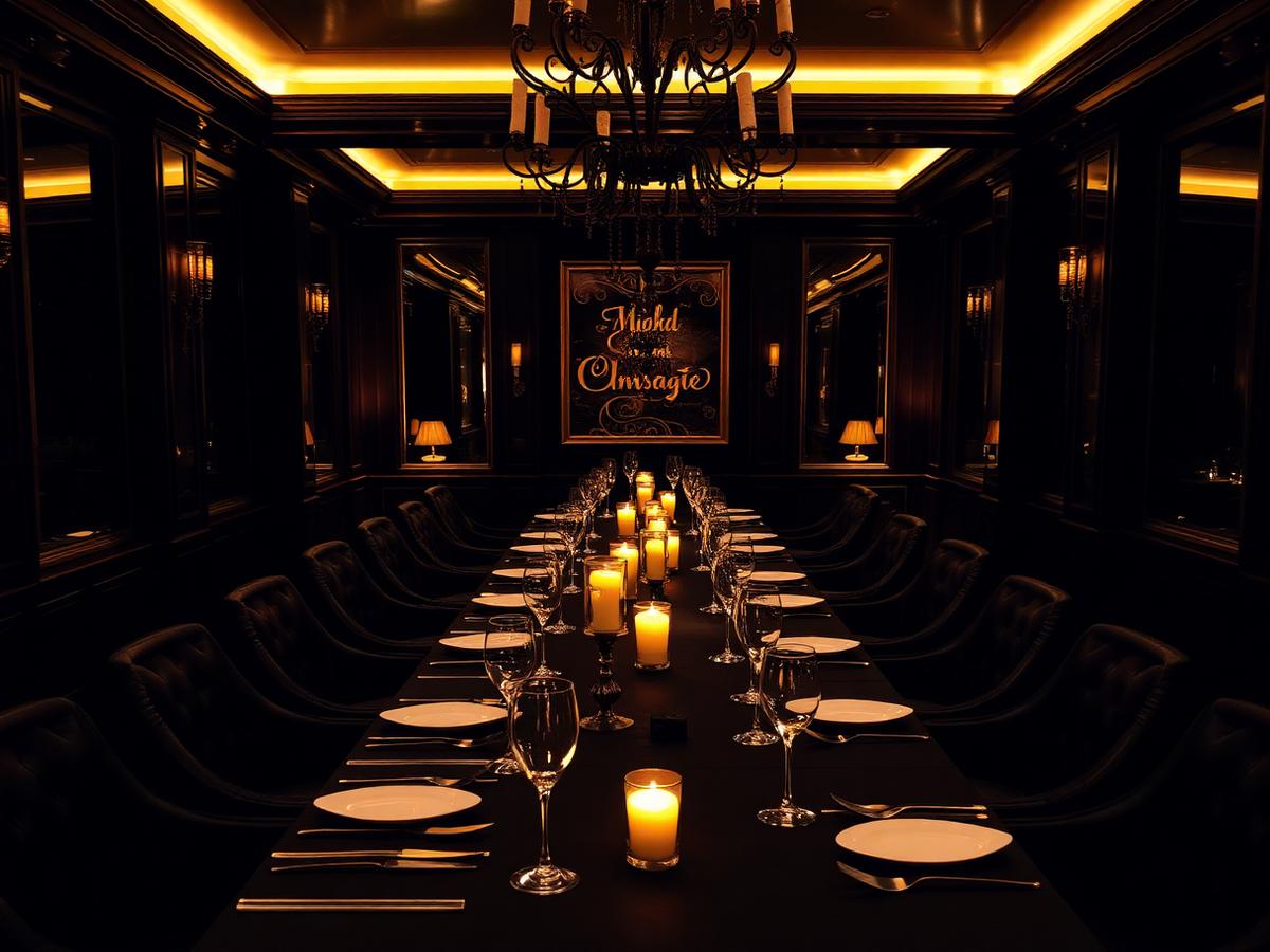 Private dining room set for a group celebration